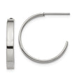 Stainless Steel 20mm Diameter J Hoop Post Earrings