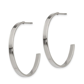 Stainless Steel 33mm Diameter J Hoop Post Earrings