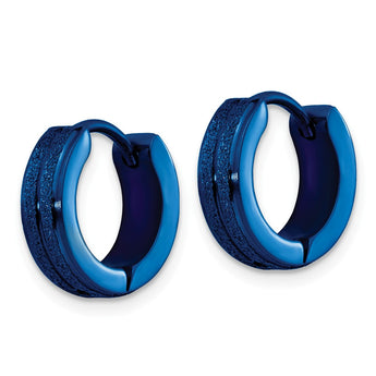 Stainless Steel Blue IP-Plated Laser cut Hinged Hoop Earrings