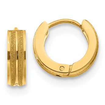 Stainless Steel Yellow IP-plated Laser cut Hinged Hoop Earrings