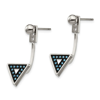 Stainless Steel Polished w/Reconstructed Turquoise Front & Back Earrings
