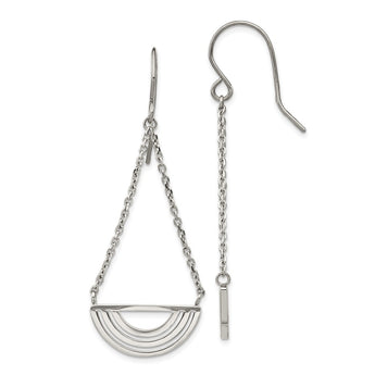 Stainless Steel Polished Dangle Shepherd Hook Earrings