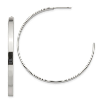 Stainless Steel 44mm Diameter J Hoop Post Earrings