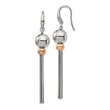 Stainless Steel Polished Rose IP-plated Shepherd Hook Dangle Earrings