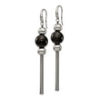 Stainless Steel Polished Black IP-plated Dangle Shepherd Hook Earrings