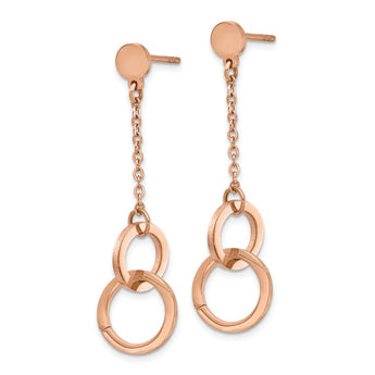 Stainless Steel Polished Rose IP-plated Post Dangle Earrings