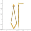 Stainless Steel Polished Yellow IP-plated Triangle Post V Dangle Earrings
