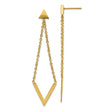 Stainless Steel Polished Yellow IP-plated Triangle Post V Dangle Earrings
