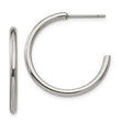 Stainless Steel 24mm Diameter J Hoop Post Earrings