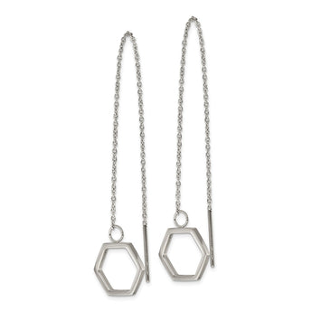 Stainless Steel Polished Hexagon Threader Earrings