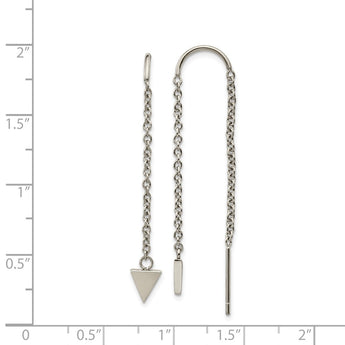 Stainless Steel Polished Threader Triangle Dangle Earrings