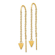Stainless Steel Polished Yellow IP-plated Threader Triangle Dangle Earrings