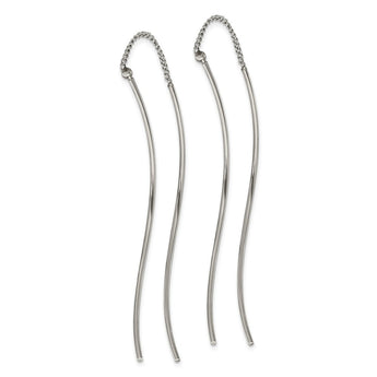 Stainless Steel Polished Twisted Bar Threader Earrings