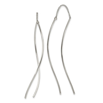 Stainless Steel Polished Twisted Bar Threader Earrings