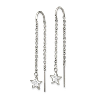 Stainless Steel Polished with Preciosa Crystal Star Threader Earrings