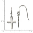 Stainless Steel Polished Cross Dangle Shepherd Hook Earrings