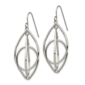 Stainless Steel Polished Shepherd Hook Dangle Earrings