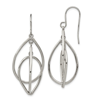 Stainless Steel Polished Shepherd Hook Dangle Earrings