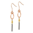 Stainless Steel Polished Black, Rose & Yellow IP-plated Dangle Earrings
