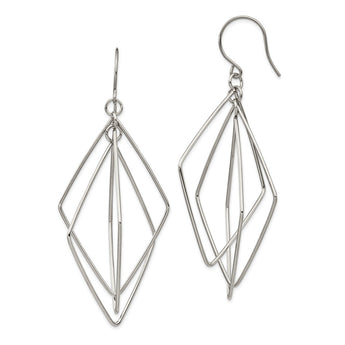 Stainless Steel Polished Dangle Shepherd Hook Earrings