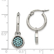 Stainless Steel Polished w/Preciosa Crystal Circle Dangle Hoop Earrings