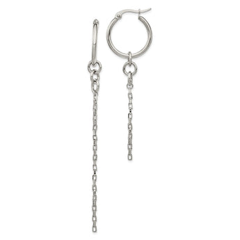 Stainless Steel Polished Long and Short Chain Dangle Hoop Earrings