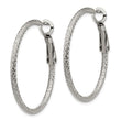 Stainless Steel Textured and Polished 2.00mm Hoop Earrings