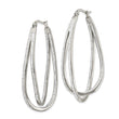 Stainless Steel Polished w/Preciosa Crystal In & Out Twisted Hoop Earrings