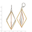 Stainless Steel Textured and Polished Yellow & Rose IP Leverback Earrings