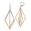 Stainless Steel Textured and Polished Yellow & Rose IP Leverback Earrings