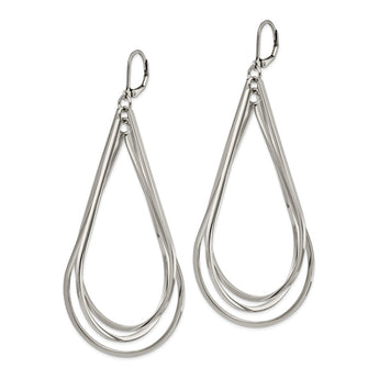 Stainless Steel Polished Dangle Leverback Earrings