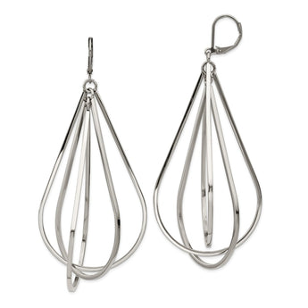 Stainless Steel Polished Dangle Leverback Earrings