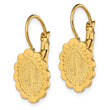 Stainless Steel Polished Yellow IP Etched Lady of Guadalupe Earrings