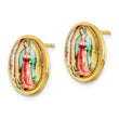 Stainless Steel Polished Yellow IP Enamel Lady of Guadalupe Post Earrings