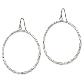 Stainless Steel Polished Hoop Dangle Shepherd Hook Earrings