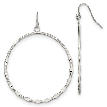 Stainless Steel Polished Hoop Dangle Shepherd Hook Earrings