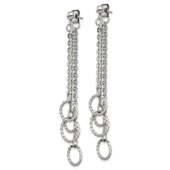 Stainless Steel Polished Multi Circles Front & Back Post Dangle Earrings