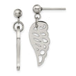 Stainless Steel Polished Wing Post Dangle Earrings