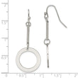 Stainless Steel Polished Circle Dangle Shepherd Hook Earrings