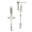 Stainless Steel Polished Cross Dangle Front and Back Post Earrings