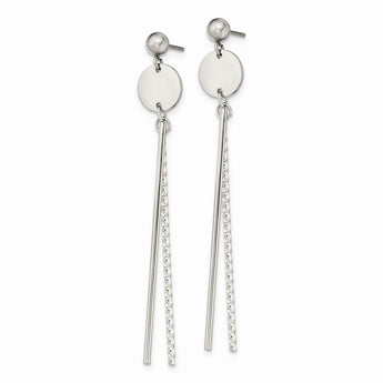 Stainless Steel Polished Bar Post Dangle Earrings