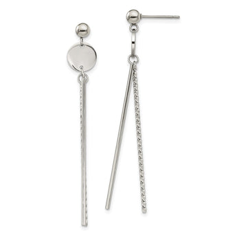 Stainless Steel Polished Bar Post Dangle Earrings