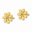 Stainless Steel Polished Yellow IP-plated with Crystal Flower Post Earrings