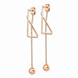 Stainless Steel Polished Rose IP Front & Back Post Ball Dangle Earrings