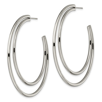 Stainless Steel Polished Post Hoop Earrings