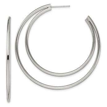 Stainless Steel Polished Post Hoop Earrings