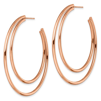 Stainless Steel Polished Rose IP-plated Post Hoop Earrings