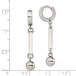Stainless Steel Polished with Bar & Ball Dangle Hinged Hoop Earrings
