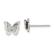 Stainless Steel Polished Glitter Butterfly Post Earrings