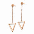 Stainless Steel Polished Rose IP-plated Triangle Post Dangle Earrings